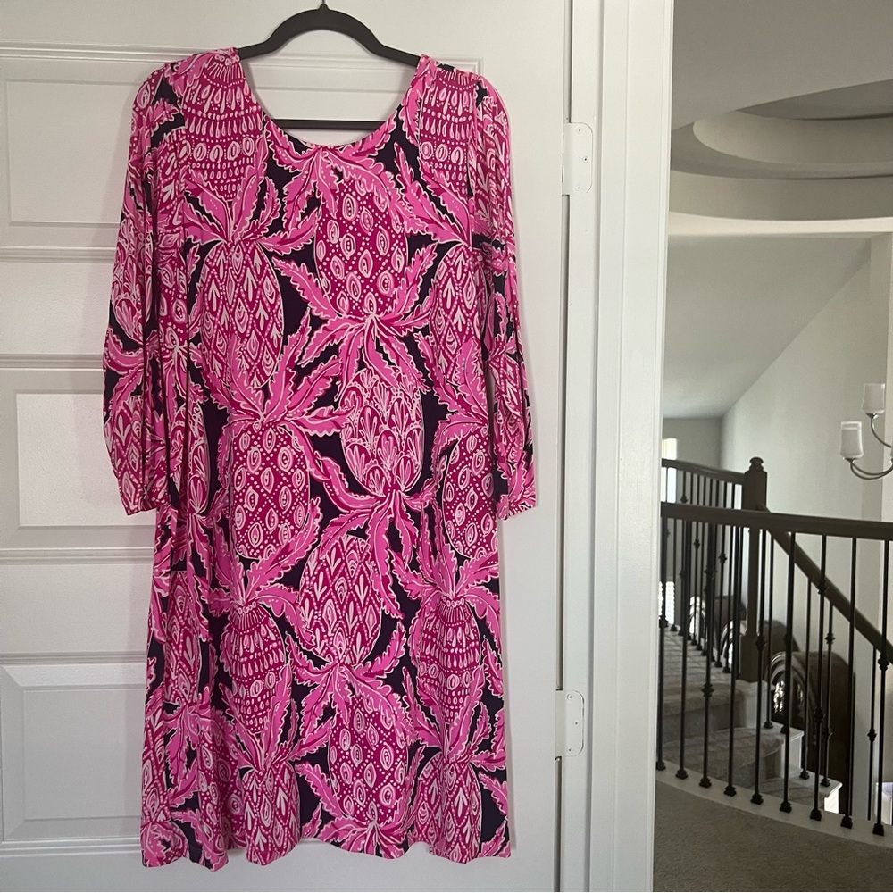 Lilly Pulitzer Ophelia Swing Dress Coco Safari Navy Pink Pineapple